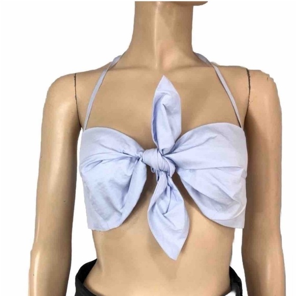 DRESS FORUM baby blue crop top front bow - Picture 13 of 16
